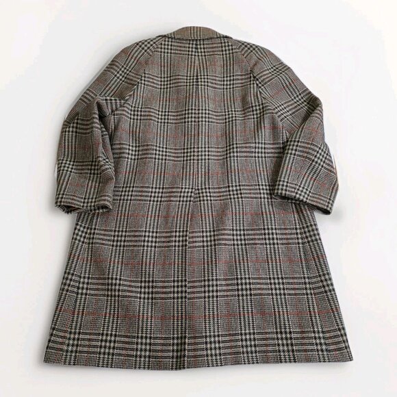 VTG Crombie Wool Coat 44 Glen Plaid LS Lined 1 Vent Buttons Union Made Classic - Picture 16 of 16